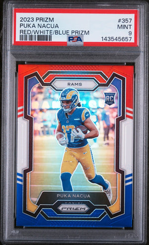 2023 Panini Prizm Rookie Puka Nacua Red White Blue Prizm RC PSA 9 