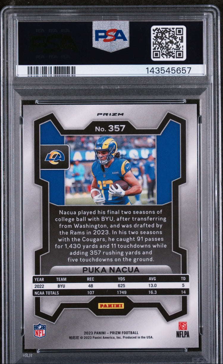 2023 Panini Prizm Rookie Puka Nacua Red White Blue Prizm RC PSA 9 