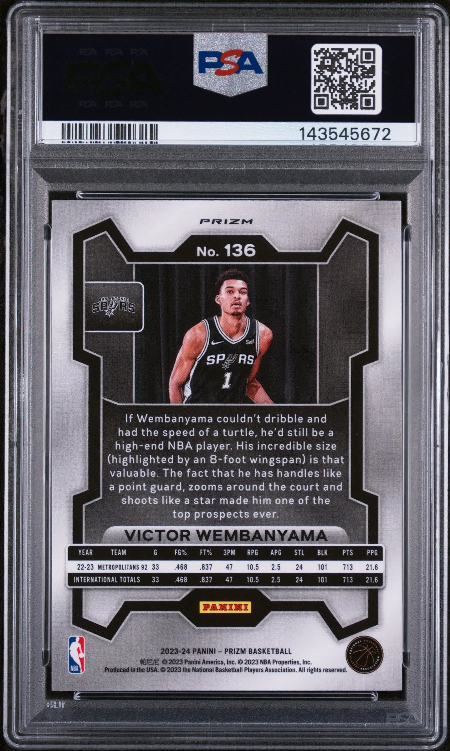 2023 Panini Prizm Rookie Victor Wembanyama Green RC PSA 9 