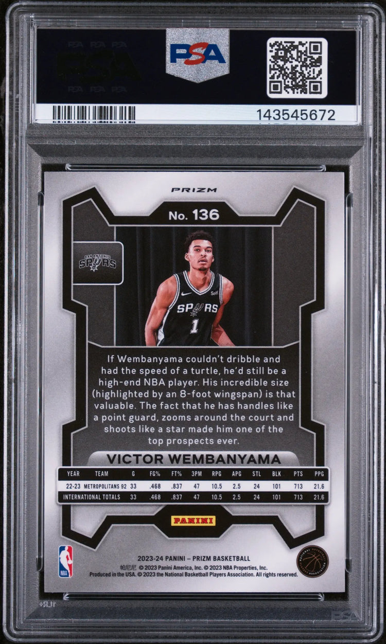 2023 Panini Prizm Rookie Victor Wembanyama Green RC PSA 9 