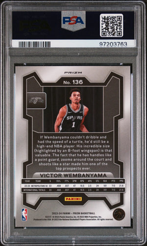 2023 Panini Prizm Rookie Victor Wembanyama Ice RC PSA 9 