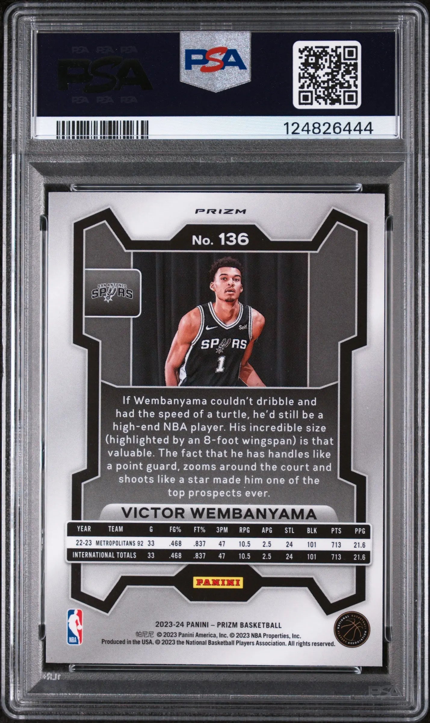 2023 Panini Prizm Rookie Victor Wembanyama Pink Ice RC PSA 9 