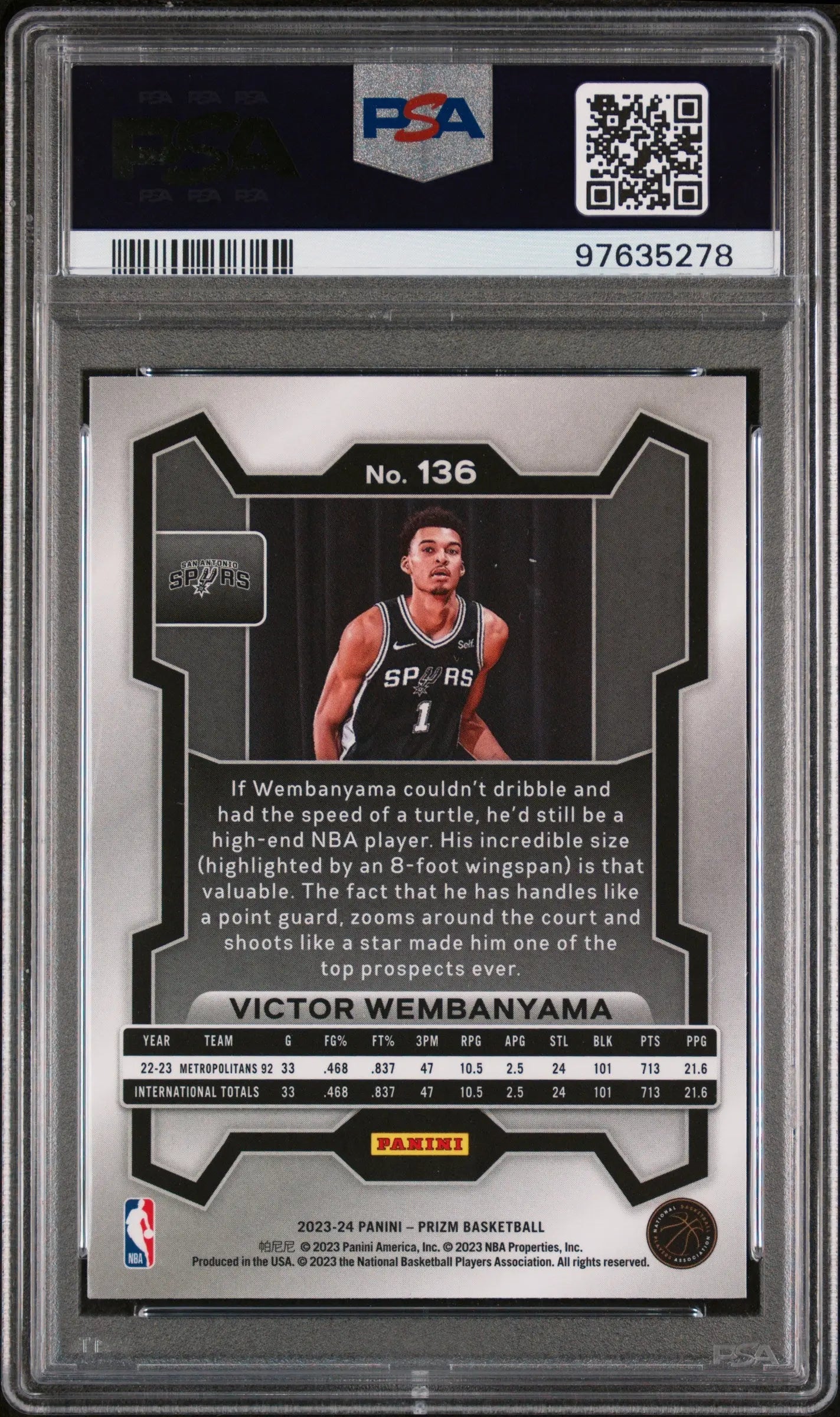 2023 Panini Prizm Rookie Victor Wembanyama RC PSA 10 