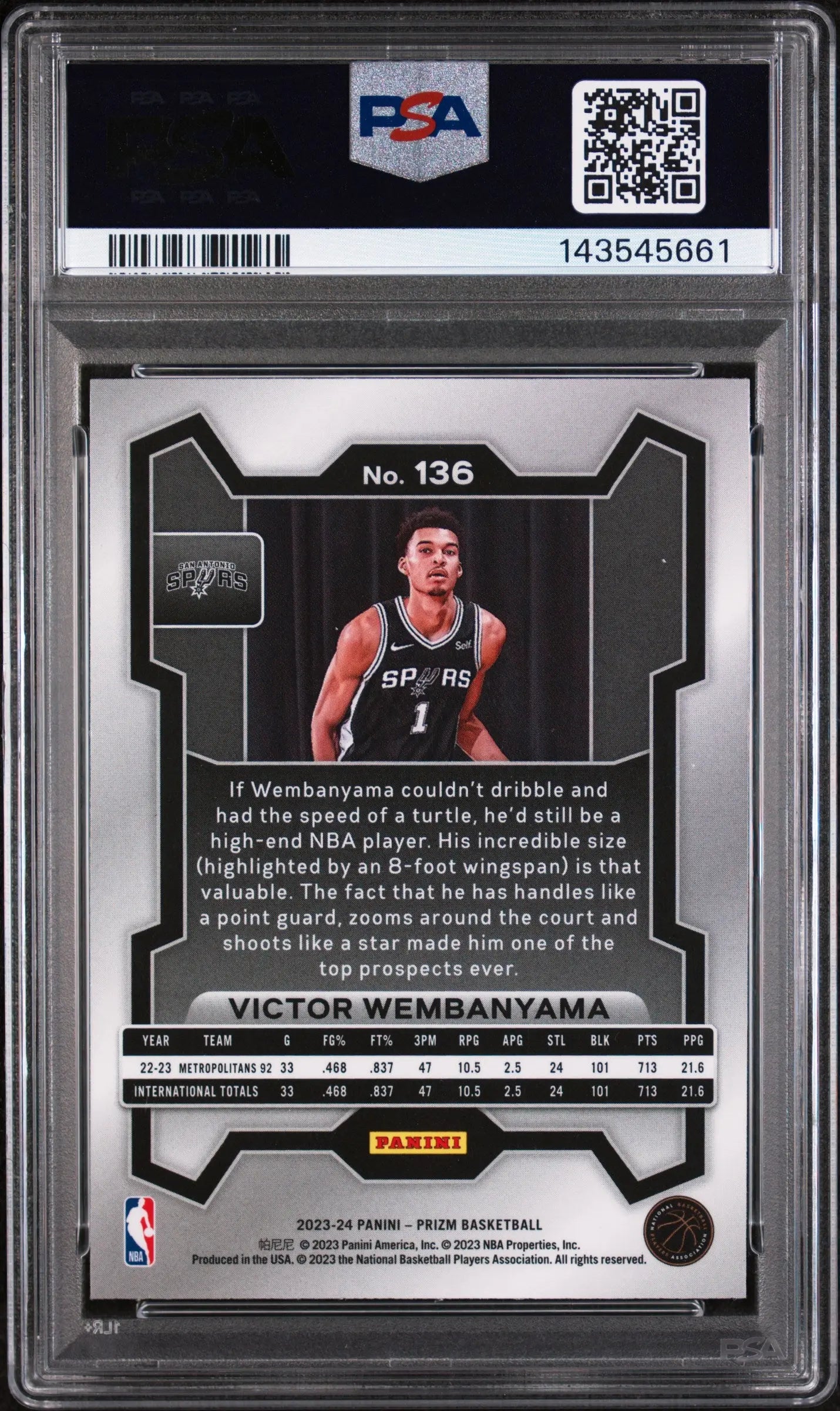 2023 Panini Prizm Rookie Victor Wembanyama RC PSA 9 