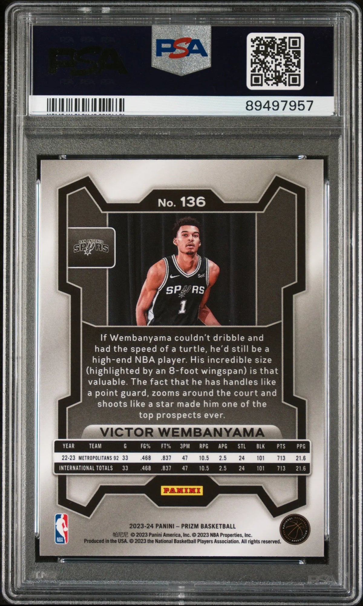 2023 Panini Prizm Rookie Victor Wembanyama RC PSA 9 
