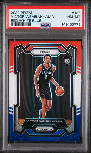 2023 Panini Prizm Rookie Victor Wembanyama Red White Blue RC PSA 8 