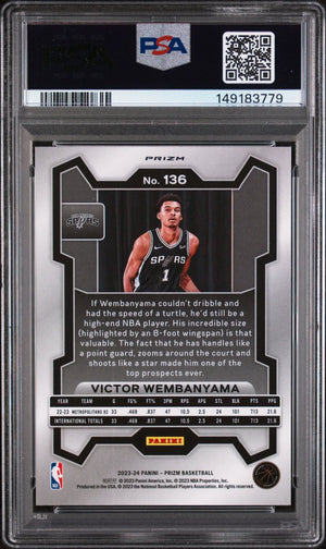 2023 Panini Prizm Rookie Victor Wembanyama Red White Blue RC PSA 8 