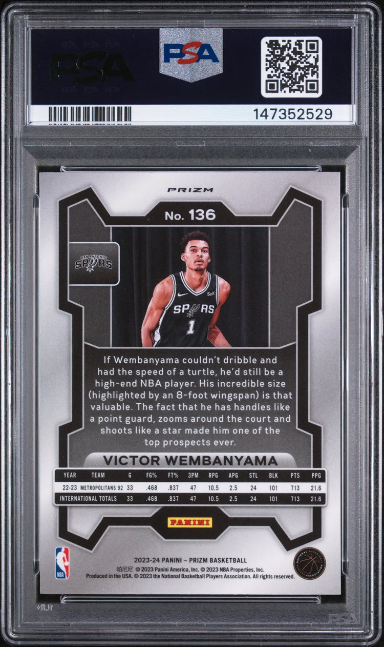 2023 Panini Prizm Rookie Victor Wembanyama Silver RC PSA 10 