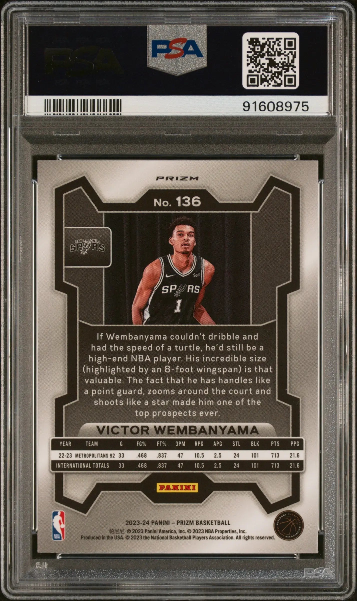 2023 Panini Prizm Victor Wembanyama RC Rookie Ice PSA 10 