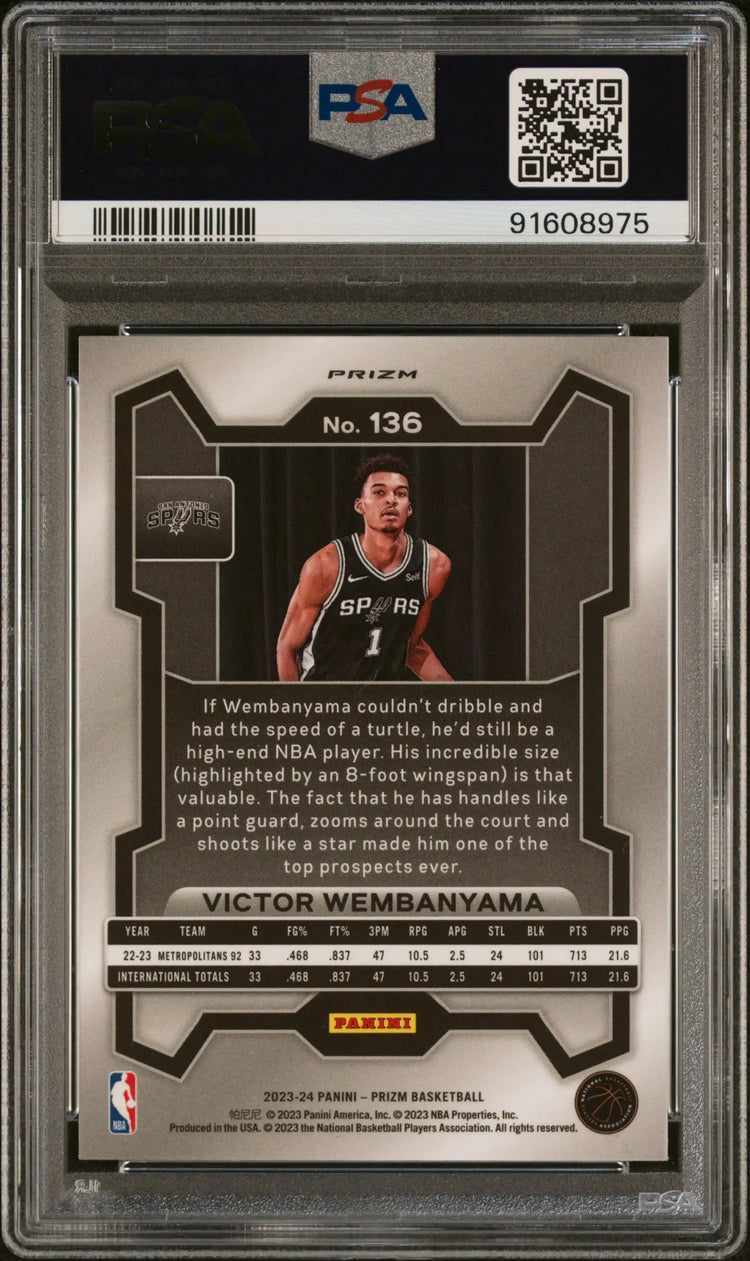 2023 Panini Prizm Victor Wembanyama RC Rookie Ice PSA 10 