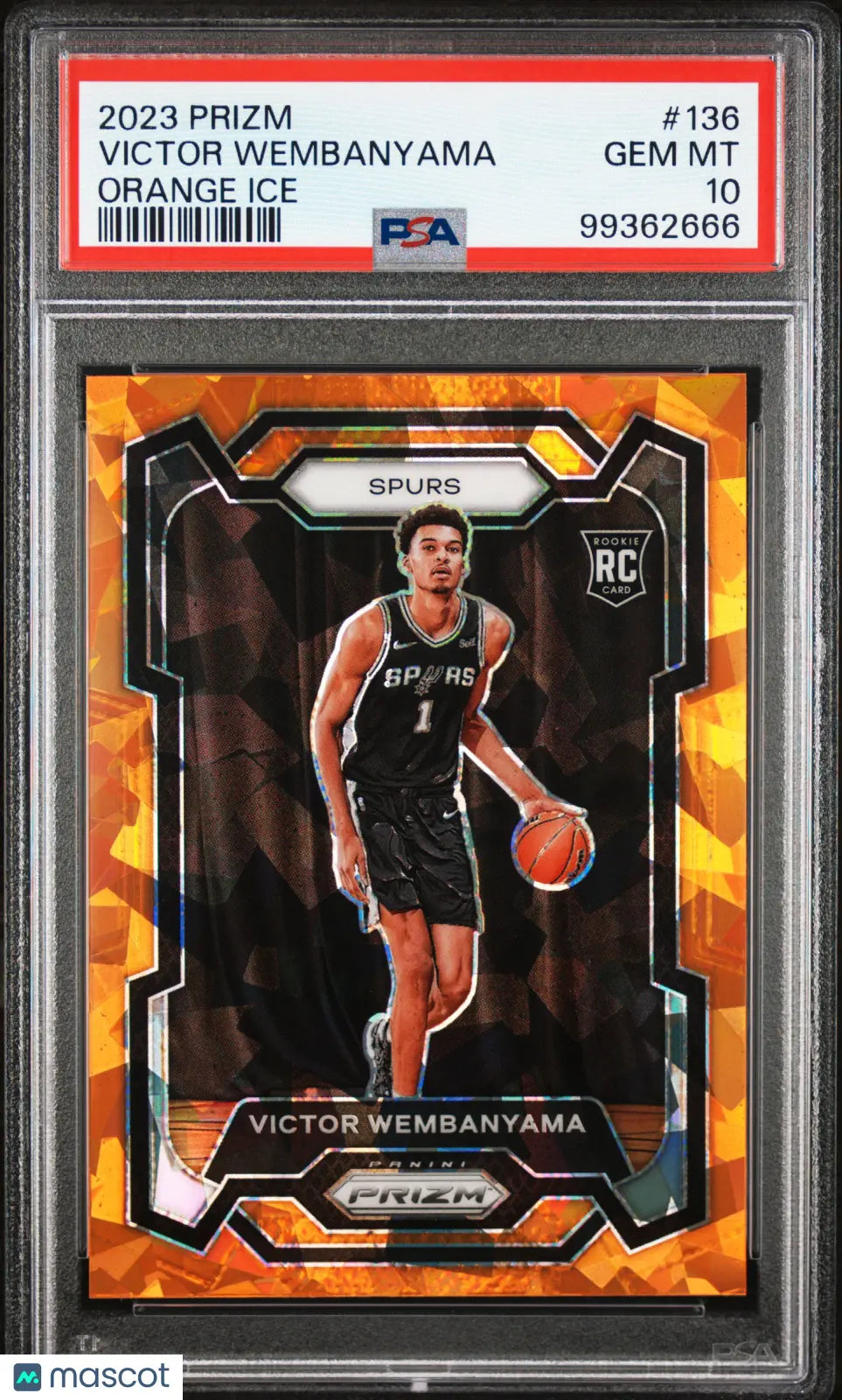 2023 Panini Prizm Victor Wembanyama RC Rookie #136 Orange Ice PSA 10 