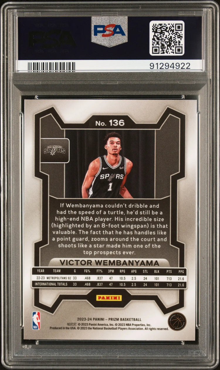 2023 Panini Prizm Victor Wembanyama #136 PSA 10 