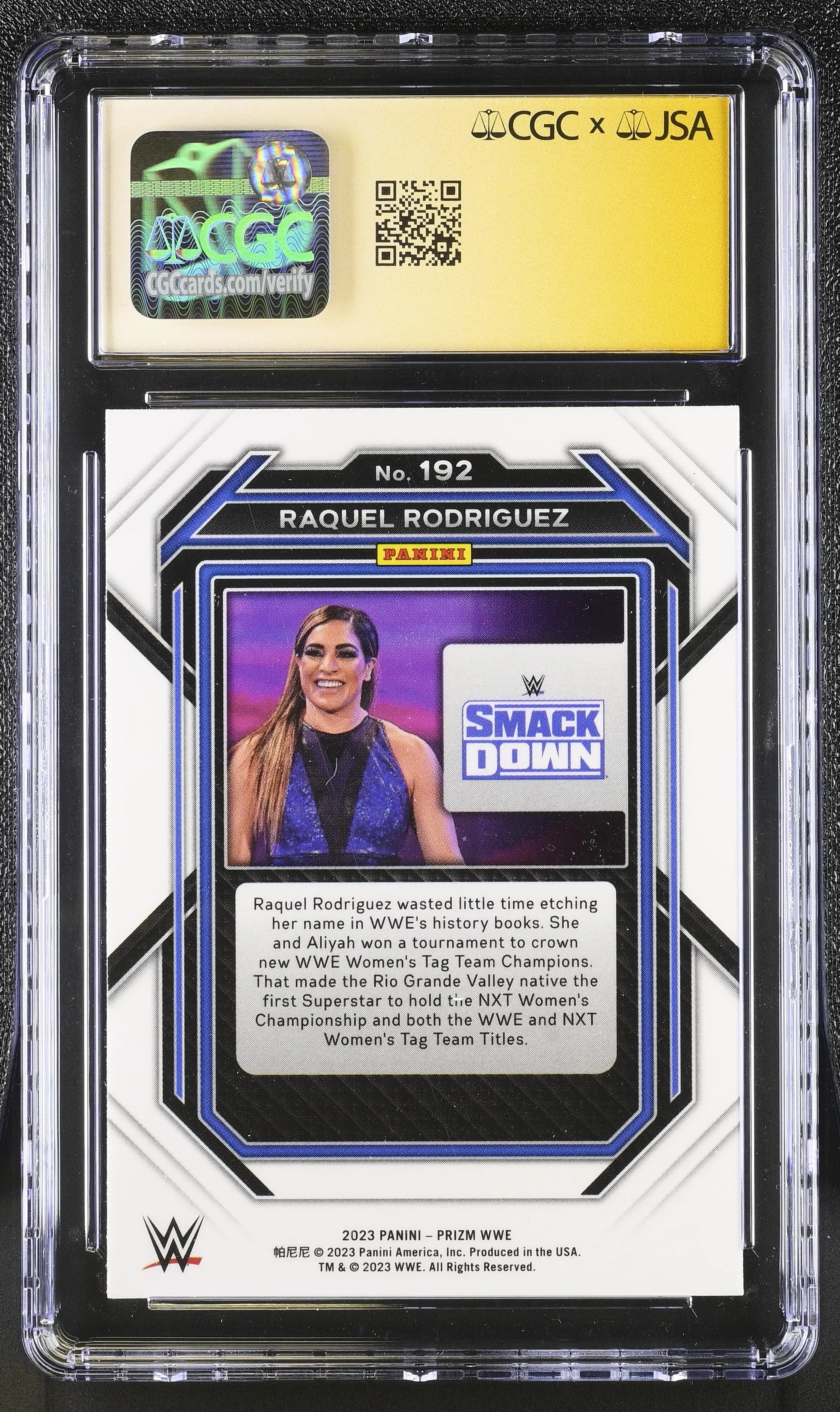 2023 Panini Prizm WWE Raquel Rodriguez #192 CGC Authentic Auto 10 