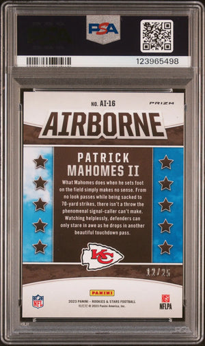 2023 Panini Rookies & Stars Airborne Patrick Mahomes II  Orange PSA 10 /25 