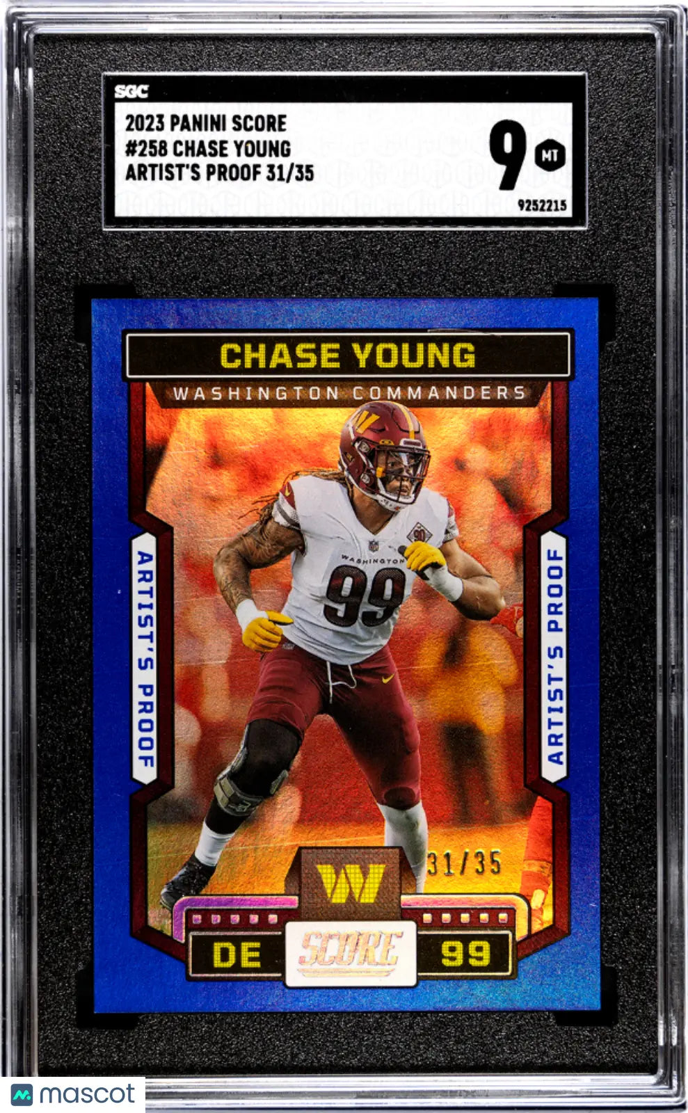 2023 Panini Score Football Chase Young Blue Artist's Proof SGC 9 /35 