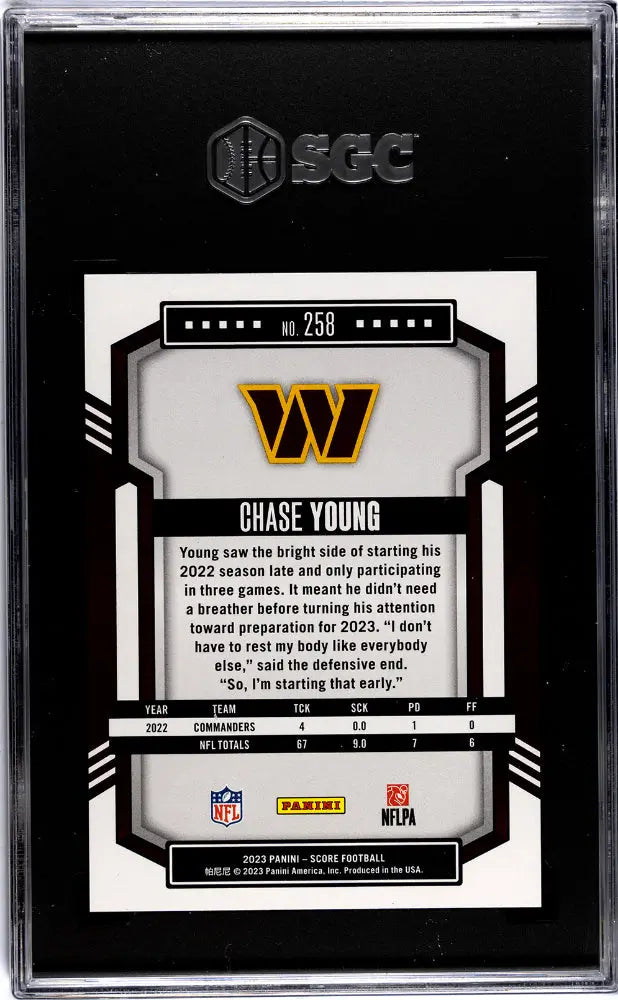2023 Panini Score Football Chase Young Blue Artist's Proof SGC 9 /35 