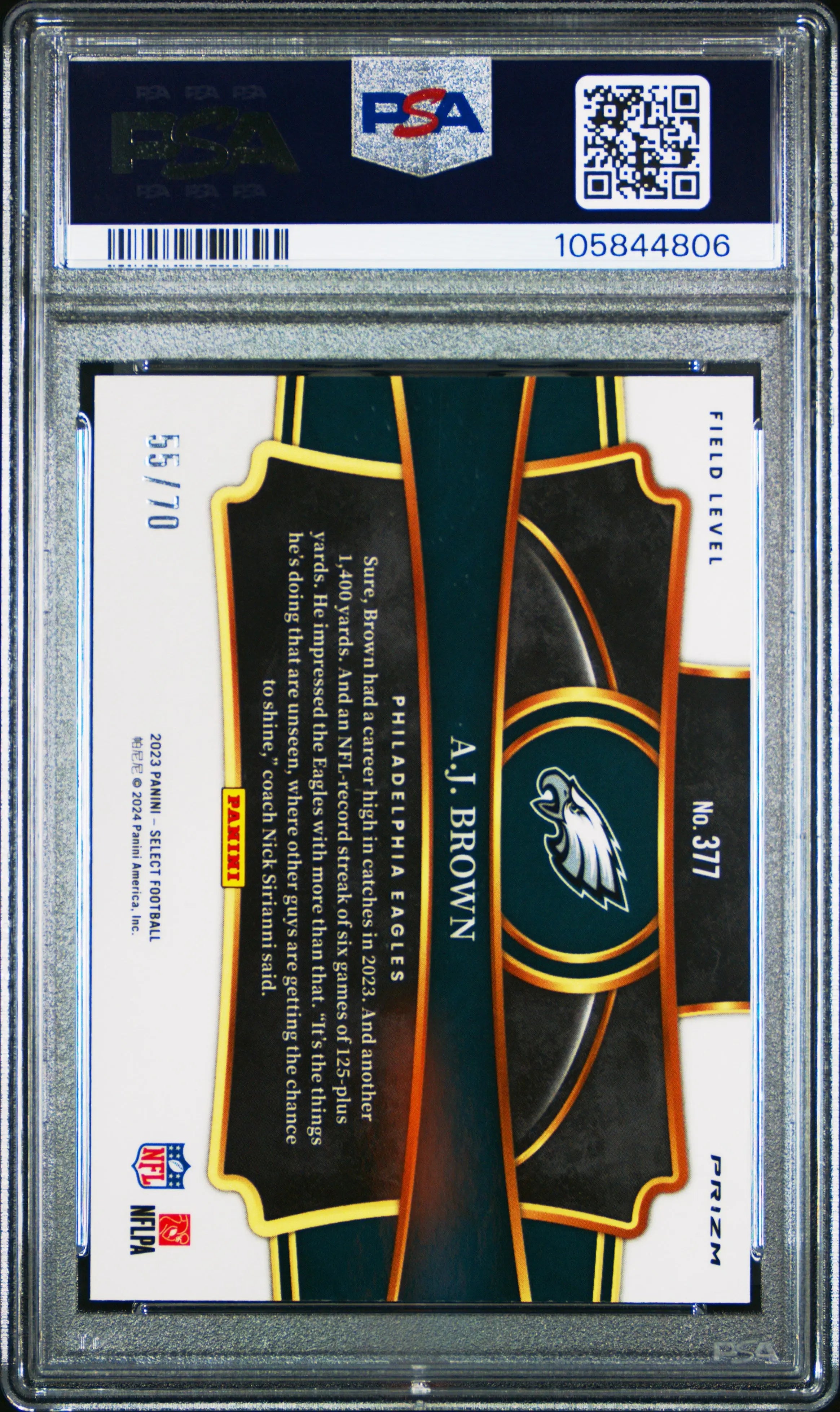 2023 Panini Select Aj Brown Dragon Scale Prizm /70 PSA 10 