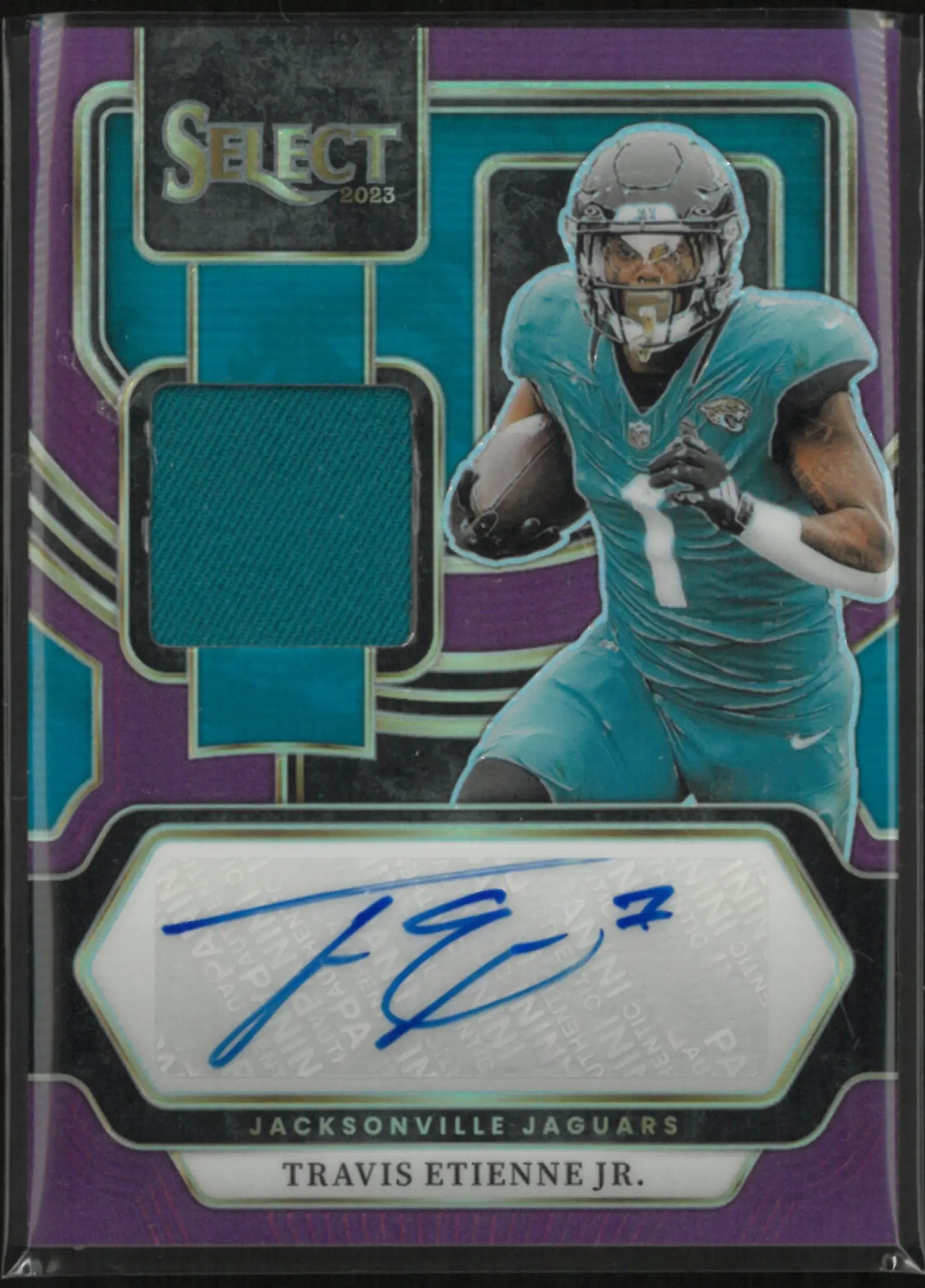 2023 Panini Select Autograph Travis Etienne JR. Auto Purple /49 