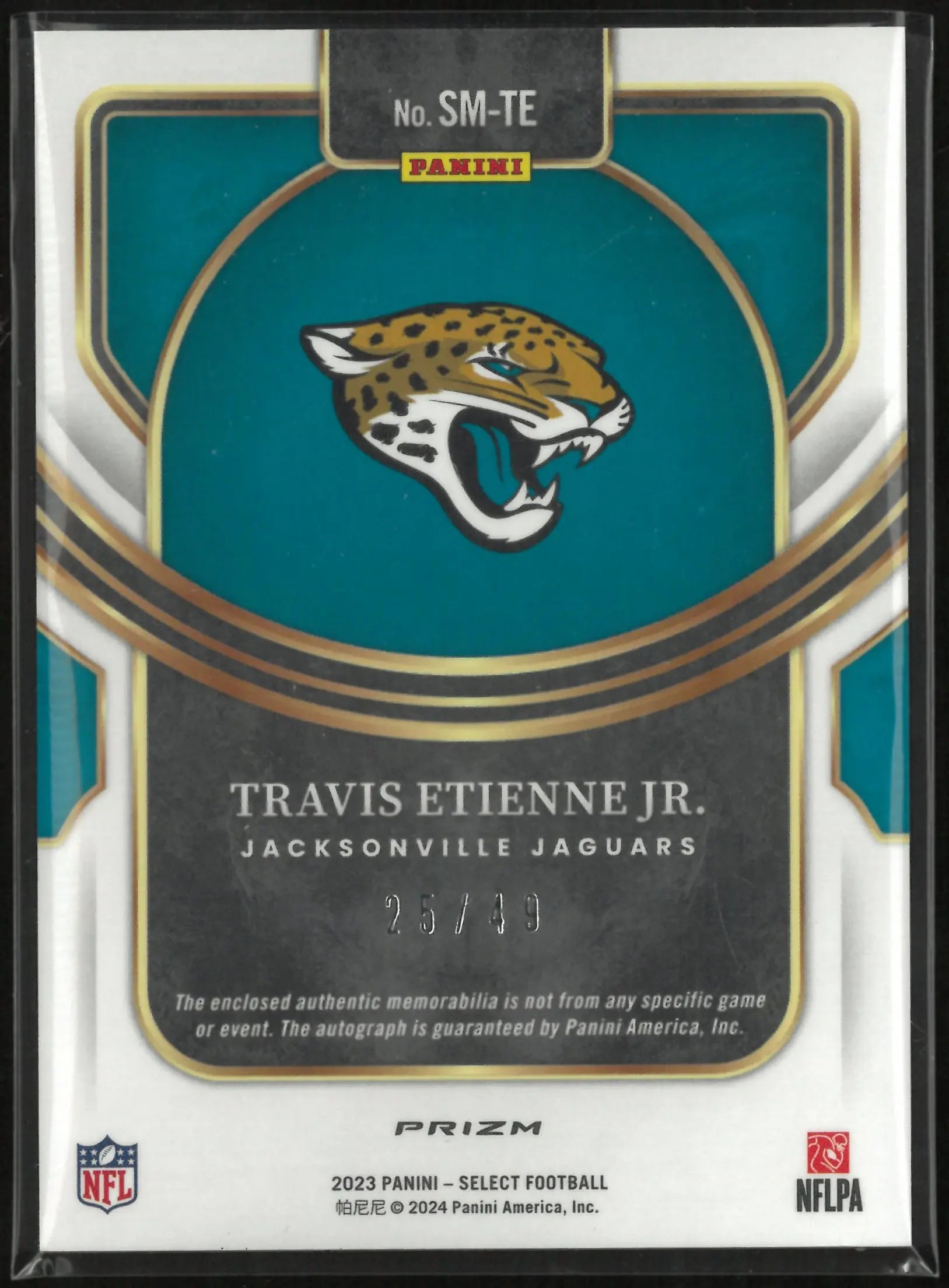2023 Panini Select Autograph Travis Etienne JR. Auto Purple /49 