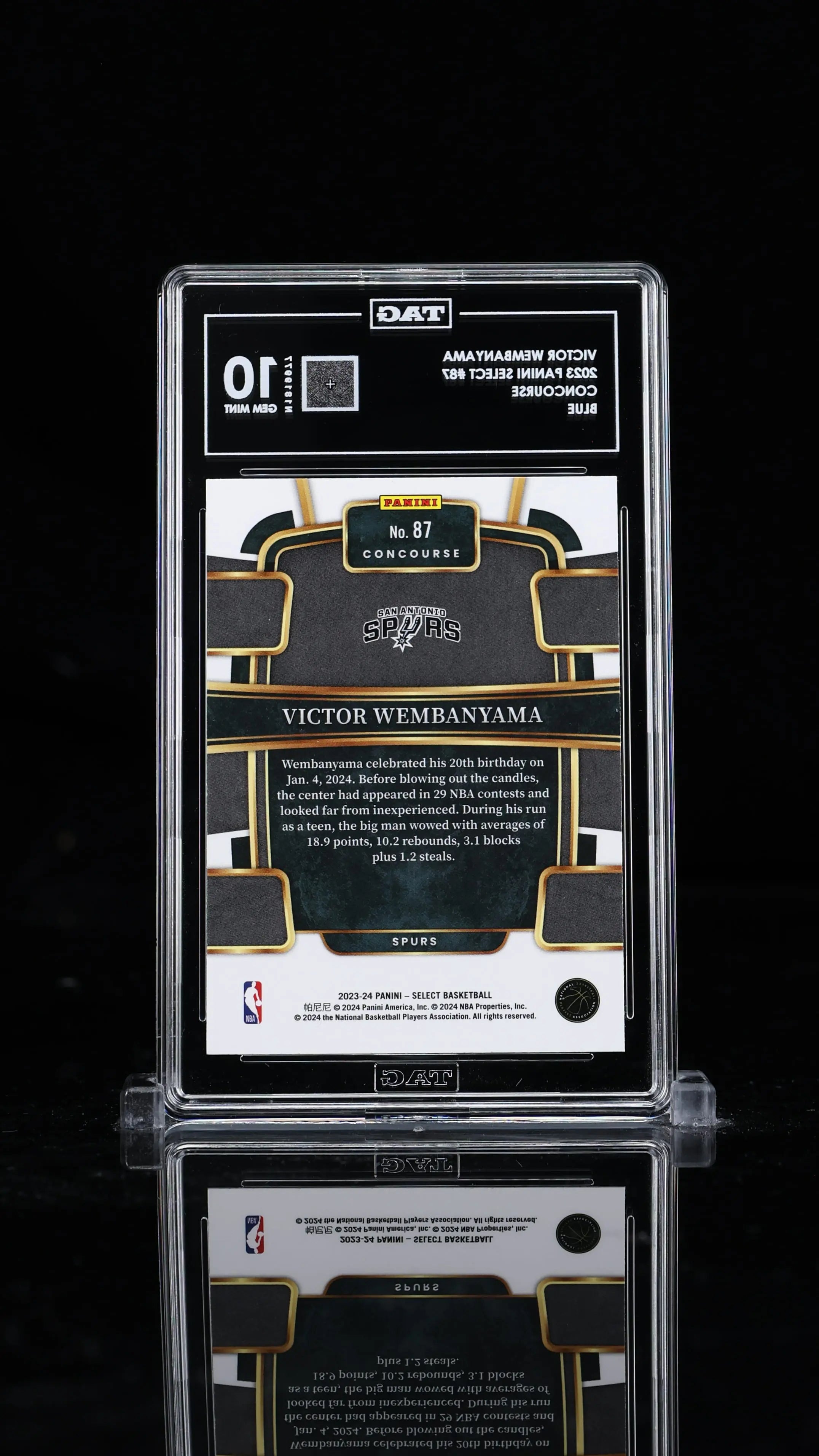 2023 Panini Select Basketball Victor Wembanyama RC Rookie Blue TAG 10 