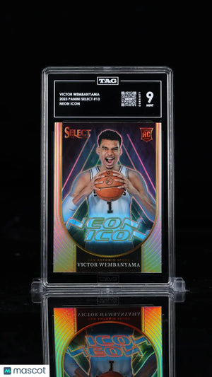 2023 Panini Select Basketball Victor Wembanyama RC Rookie Neon Icons TAG 9 