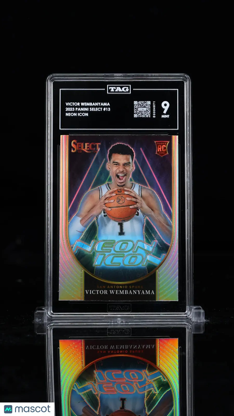 2023 Panini Select Basketball Victor Wembanyama RC Rookie Neon Icons TAG 9 