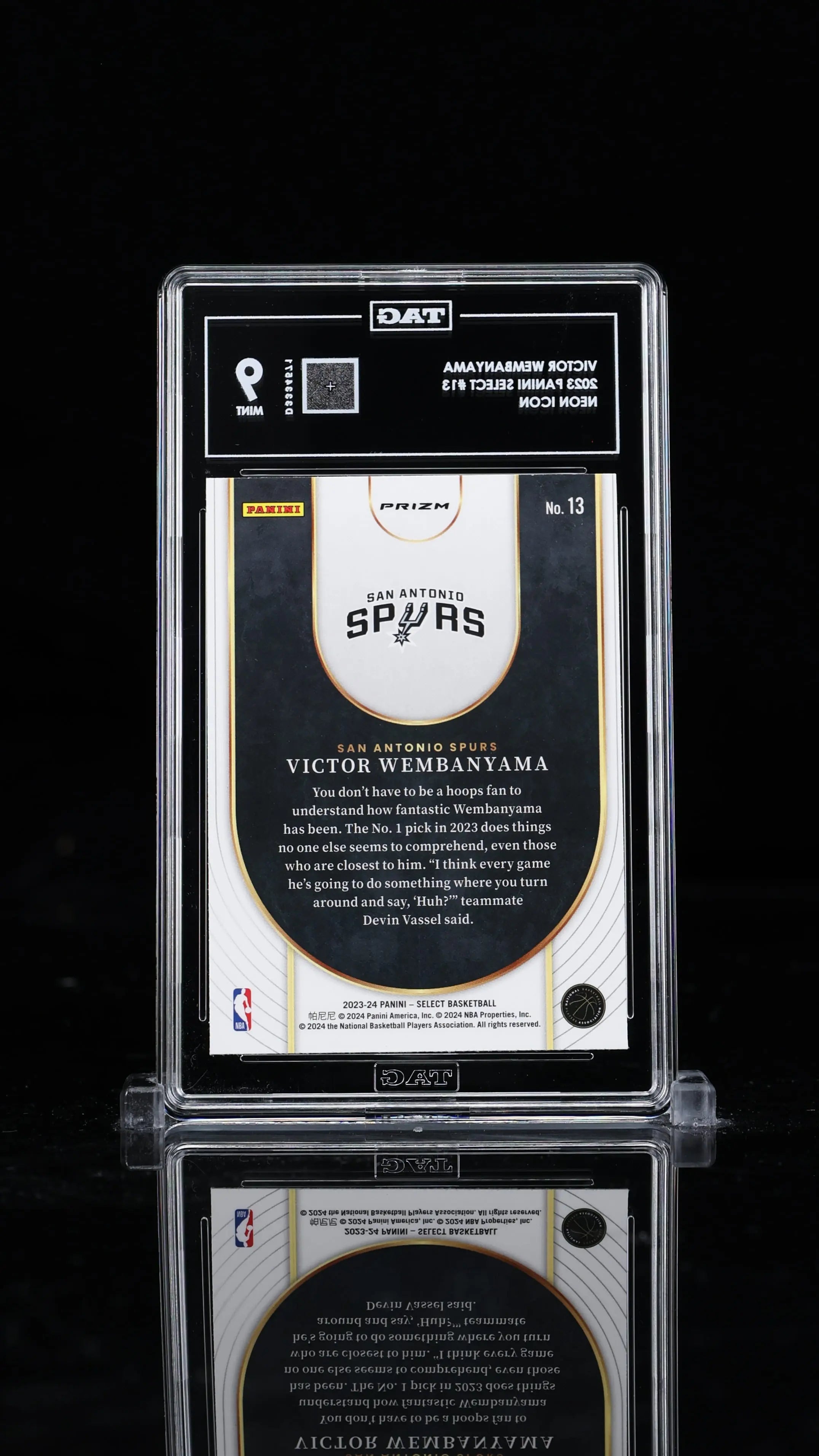 2023 Panini Select Basketball Victor Wembanyama RC Rookie Neon Icons TAG 9 