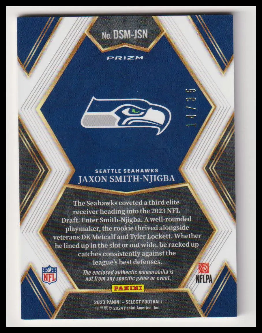 2023 Panini Select Draft Selections Rookie Patch Jason Smith-Njigba Blue /35 RC 