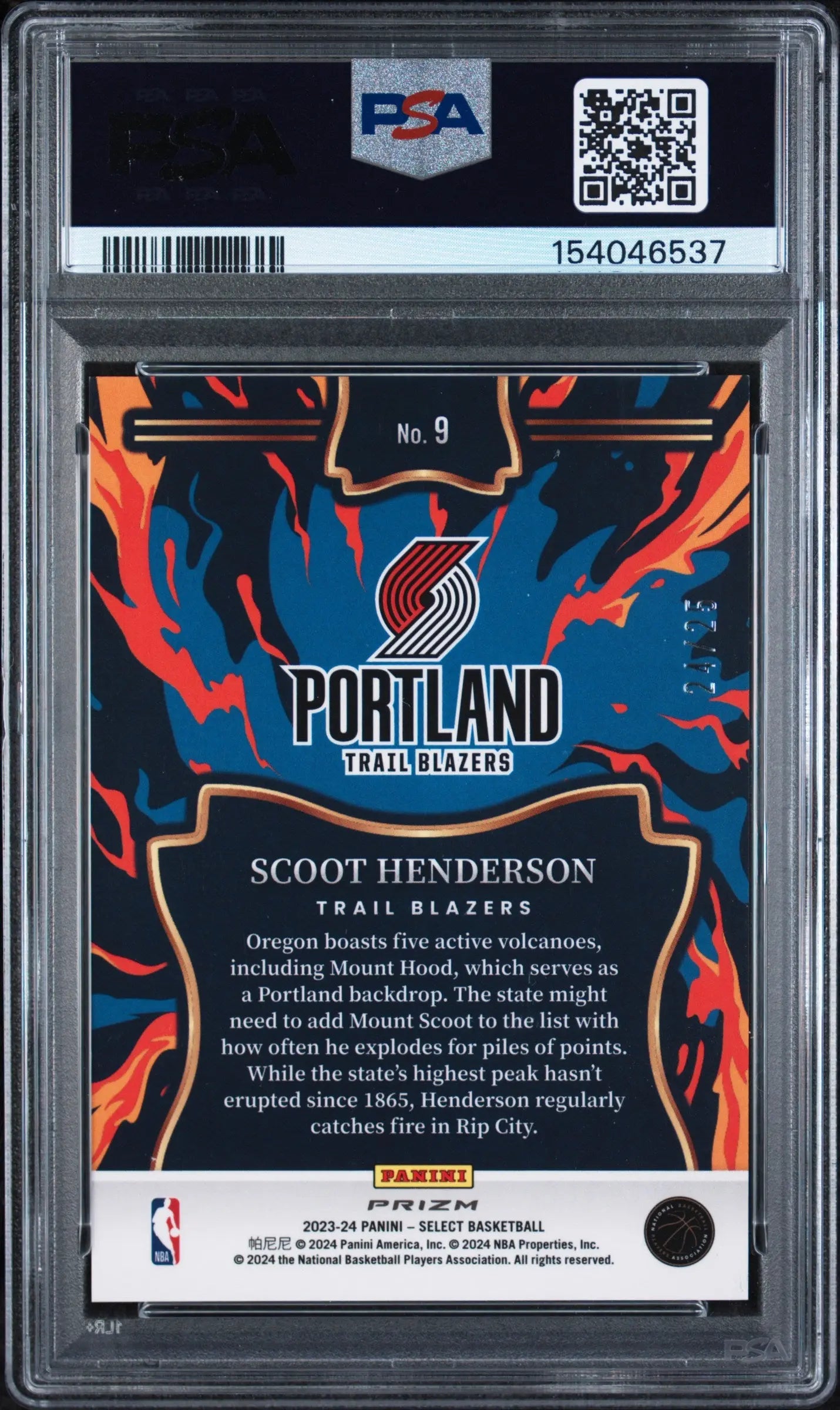 2023 Panini Select En Fuego Rookie Scoot Henderson Tie-Dye Prizm /25 RC PSA 9 