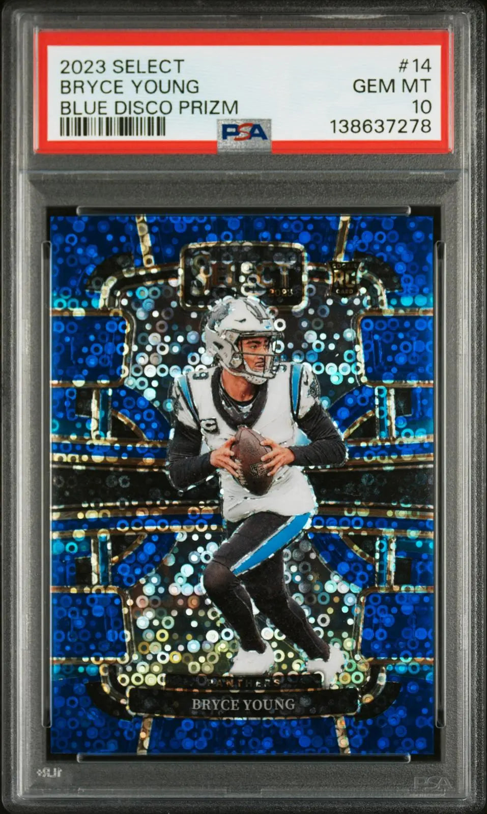 2023 Panini Select Football Rookie Bryce Young RC Blue Disco Prizm /25 PSA 10 