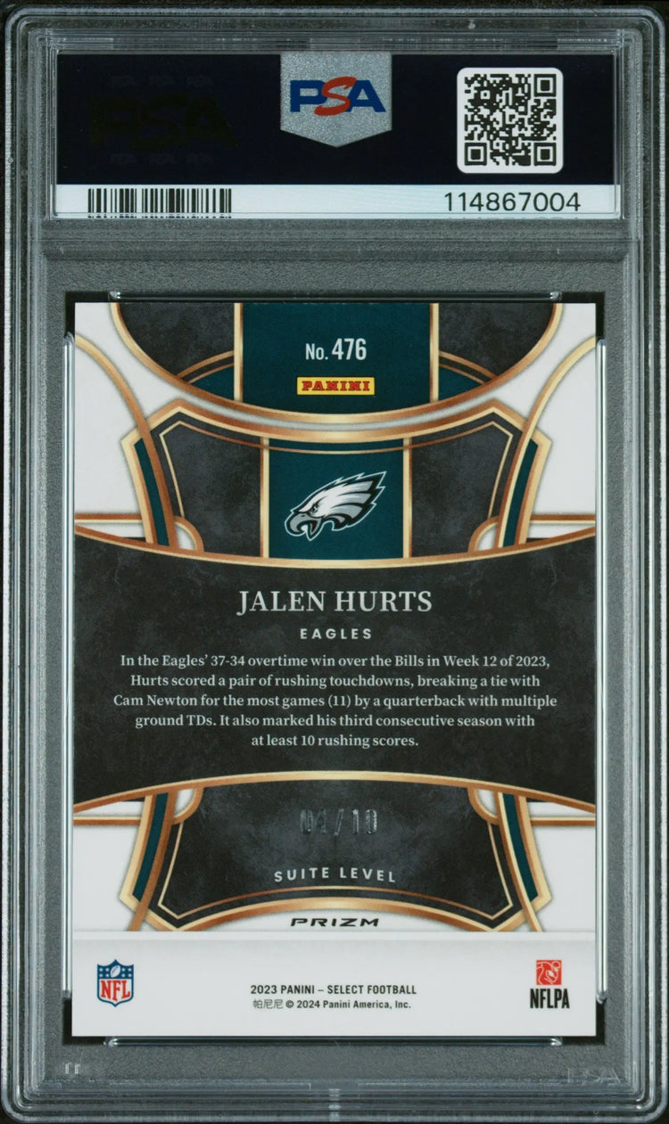 2023 Panini Select Jalen Hurts Gold Disco Prizm /10 PSA 9 