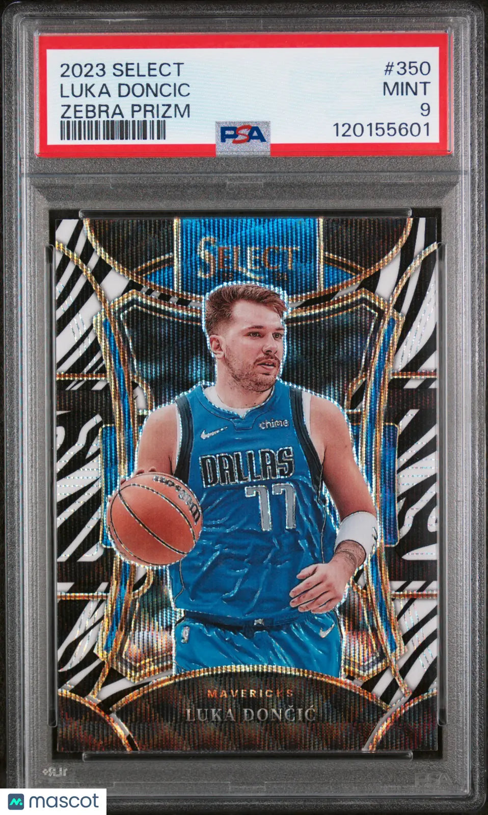 2023 Panini Select Luka Doncic #350 Zebra Prizm PSA 9
