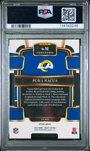 2023 Panini Select Puka Nacua #56 Die Cut Zebra Prizm PSA 10 