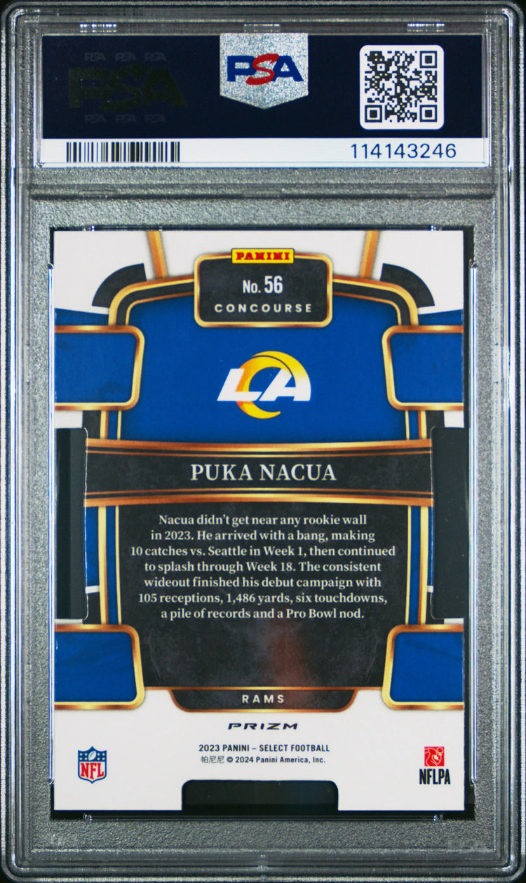 2023 Panini Select Puka Nacua #56 Die Cut Zebra Prizm PSA 10 