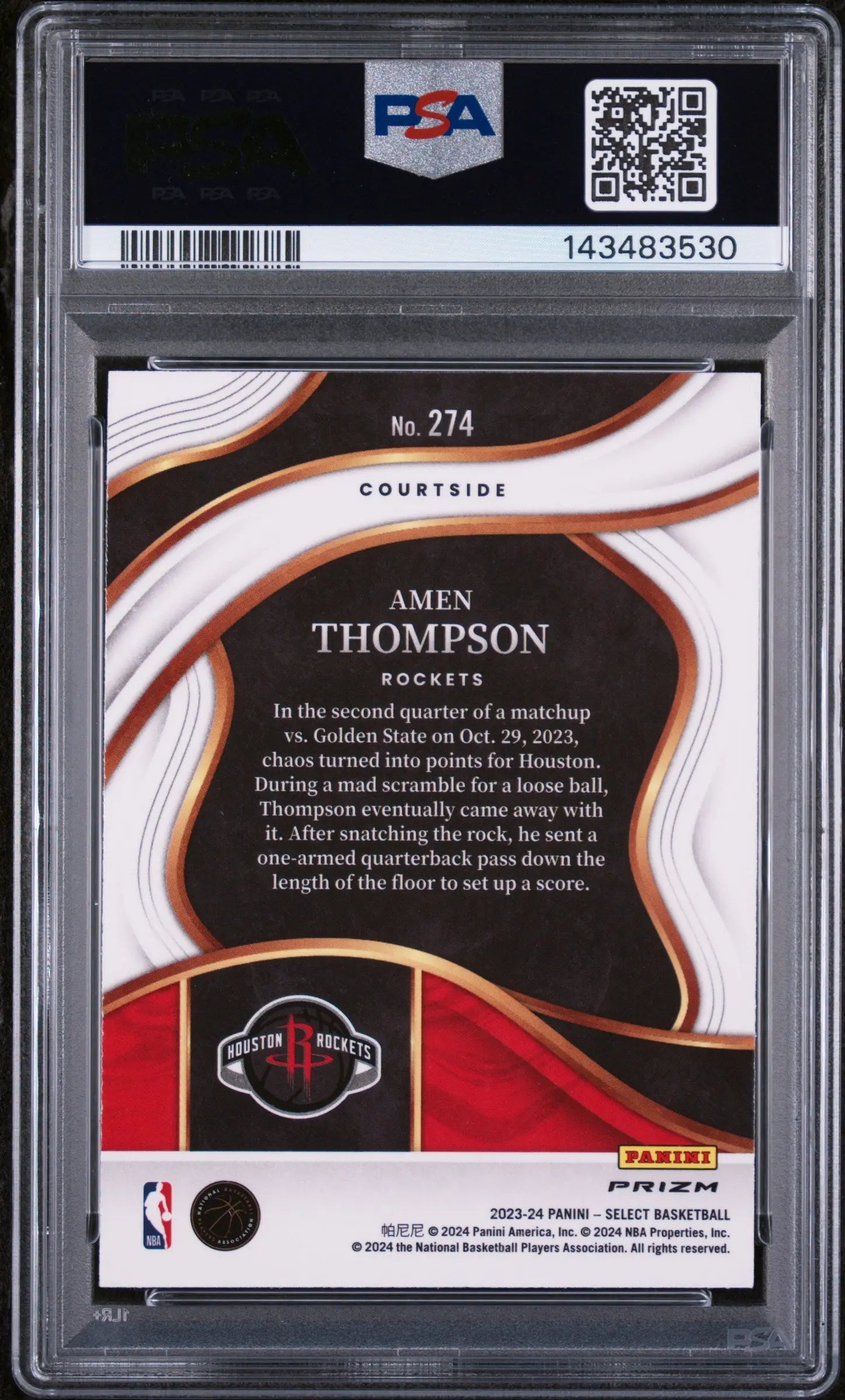 2023 Panini Select Rookie Amen Thompson  Elephant Prizm SP RC PSA 9 