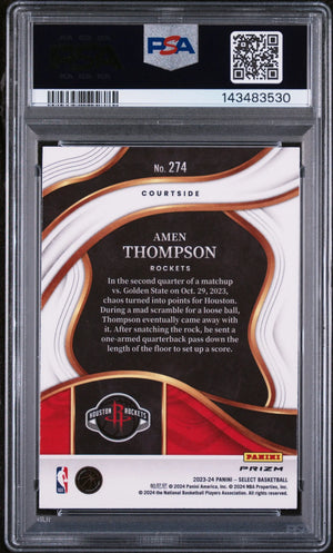 2023 Panini Select Rookie Amen Thompson  Elephant Prizm SP RC PSA 9 