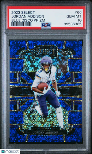 2023 Panini Select Rookie Jordan Addison Blue Disco Prizm /25 RC PSA 10 