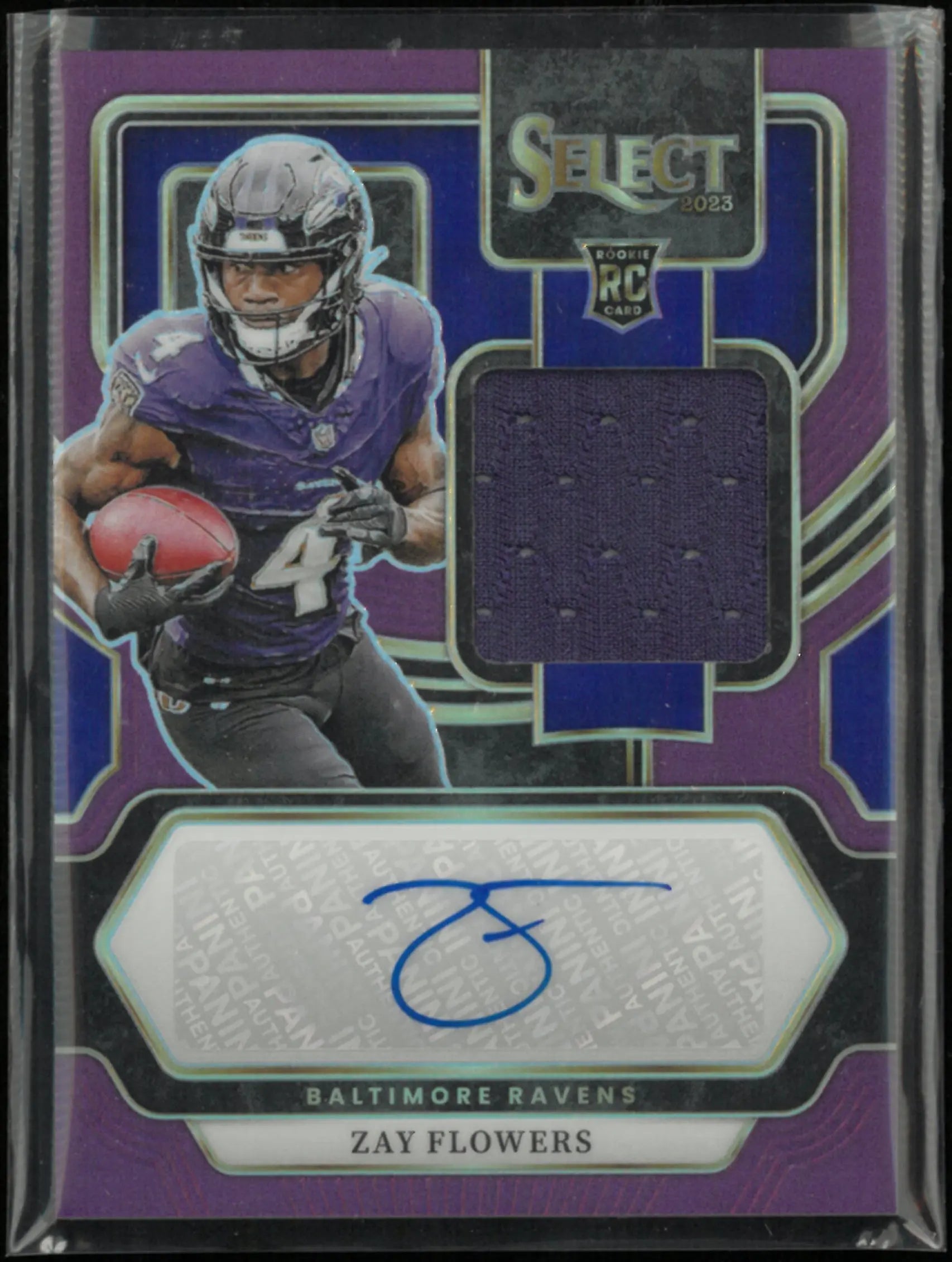 2023 Panini Select Rookie Patch Autograph Zay Flowers Auto RC  Purple /49 