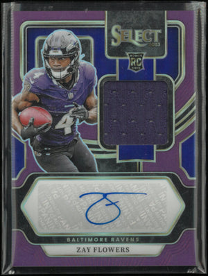 2023 Panini Select Rookie Patch Autograph Zay Flowers Auto RC  Purple /49 