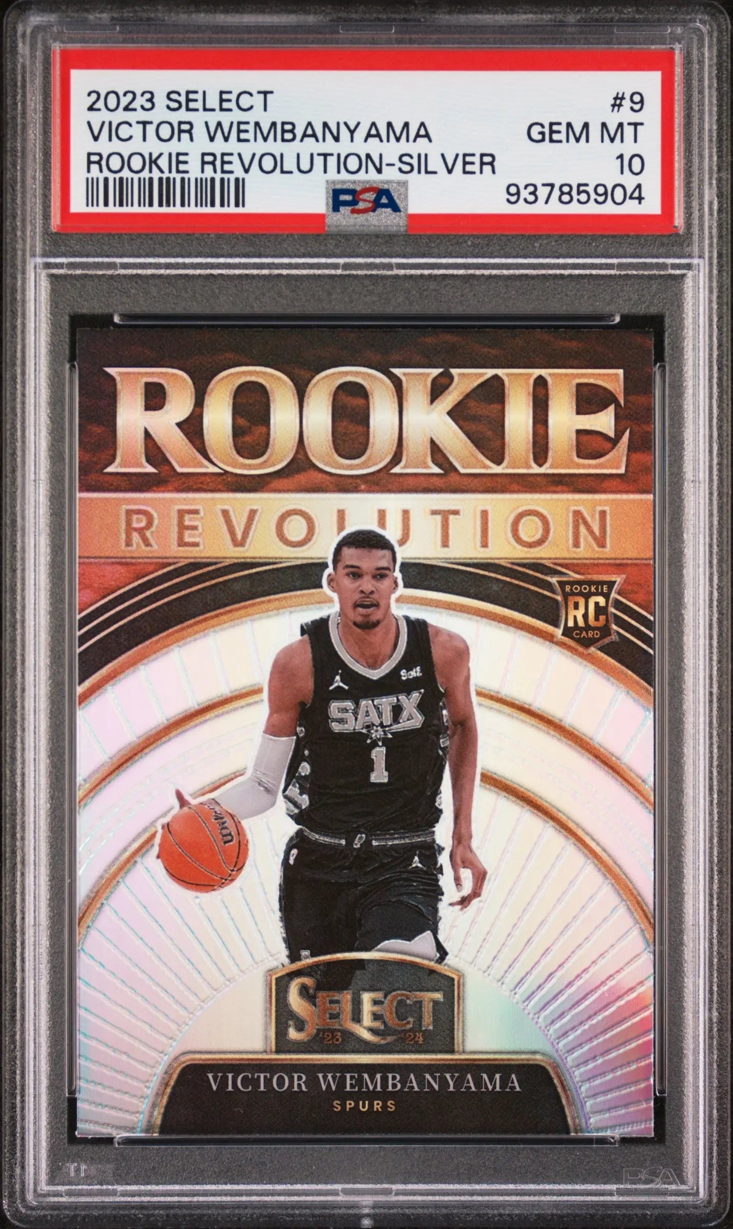 2023 Panini Select Rookie Revolution Victor Wembanyama Silver Prizm RC PSA 10 