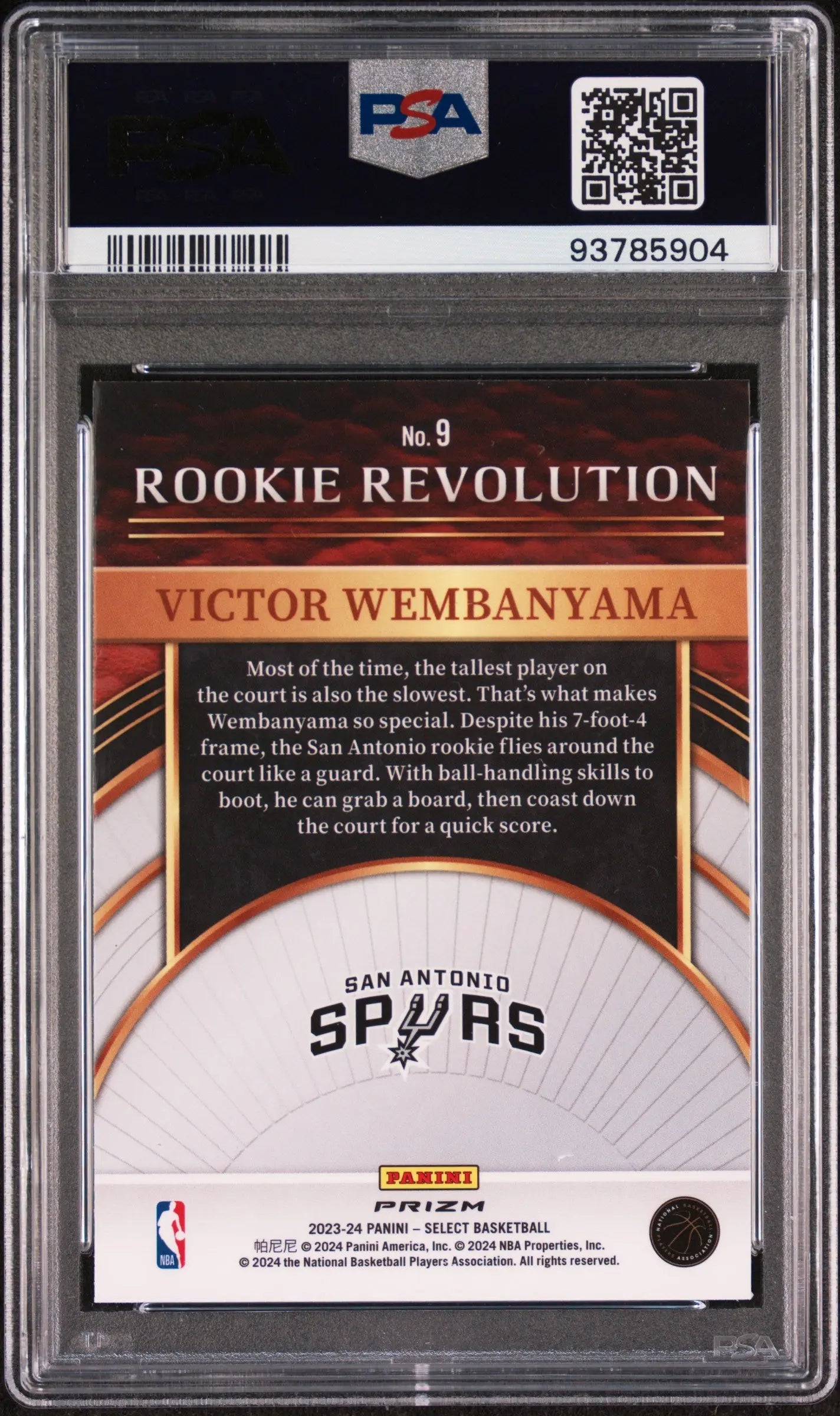 2023 Panini Select Rookie Revolution Victor Wembanyama Silver Prizm RC PSA 10 