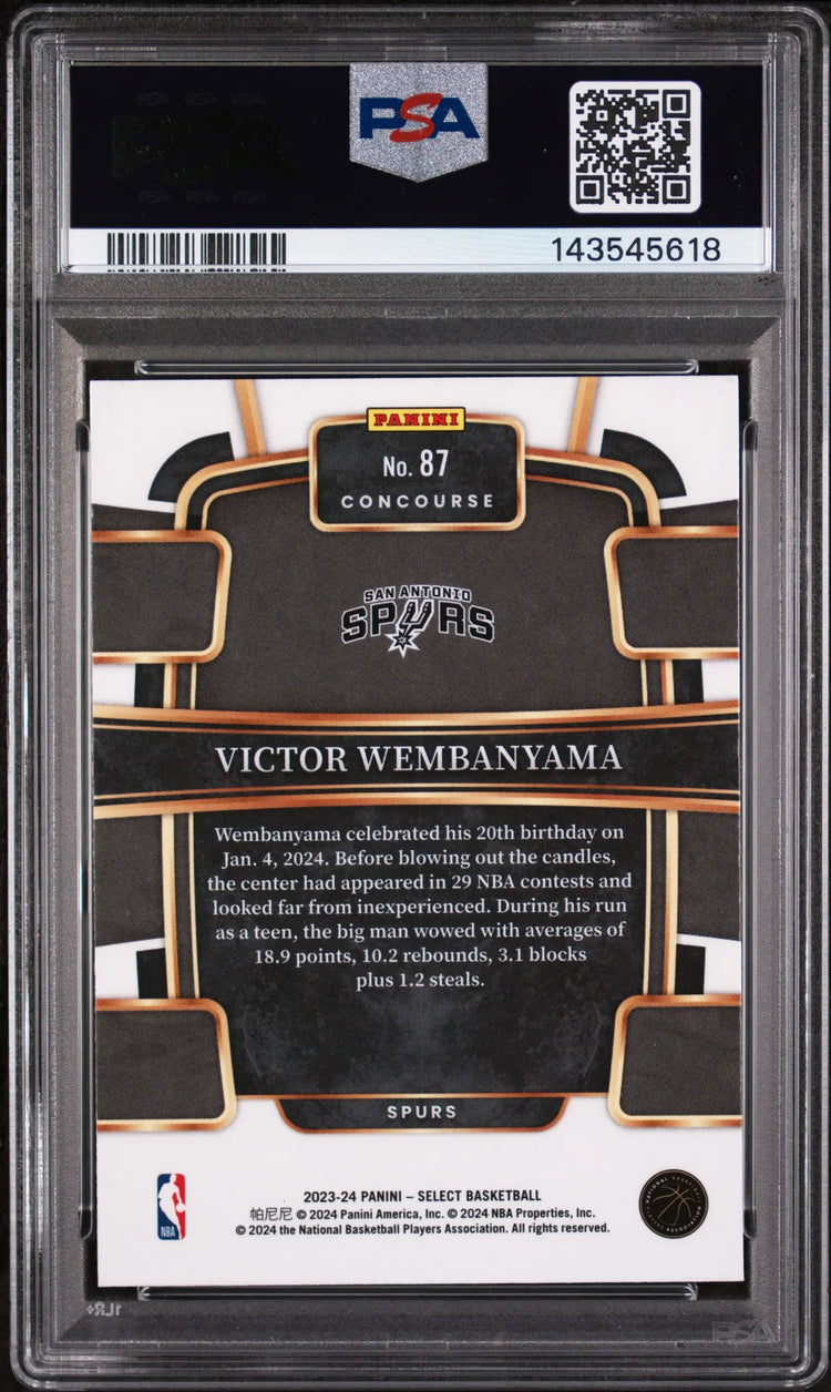 2023 Panini Select Rookie Victor Wembanyama  Blue Prizm RC PSA 10 