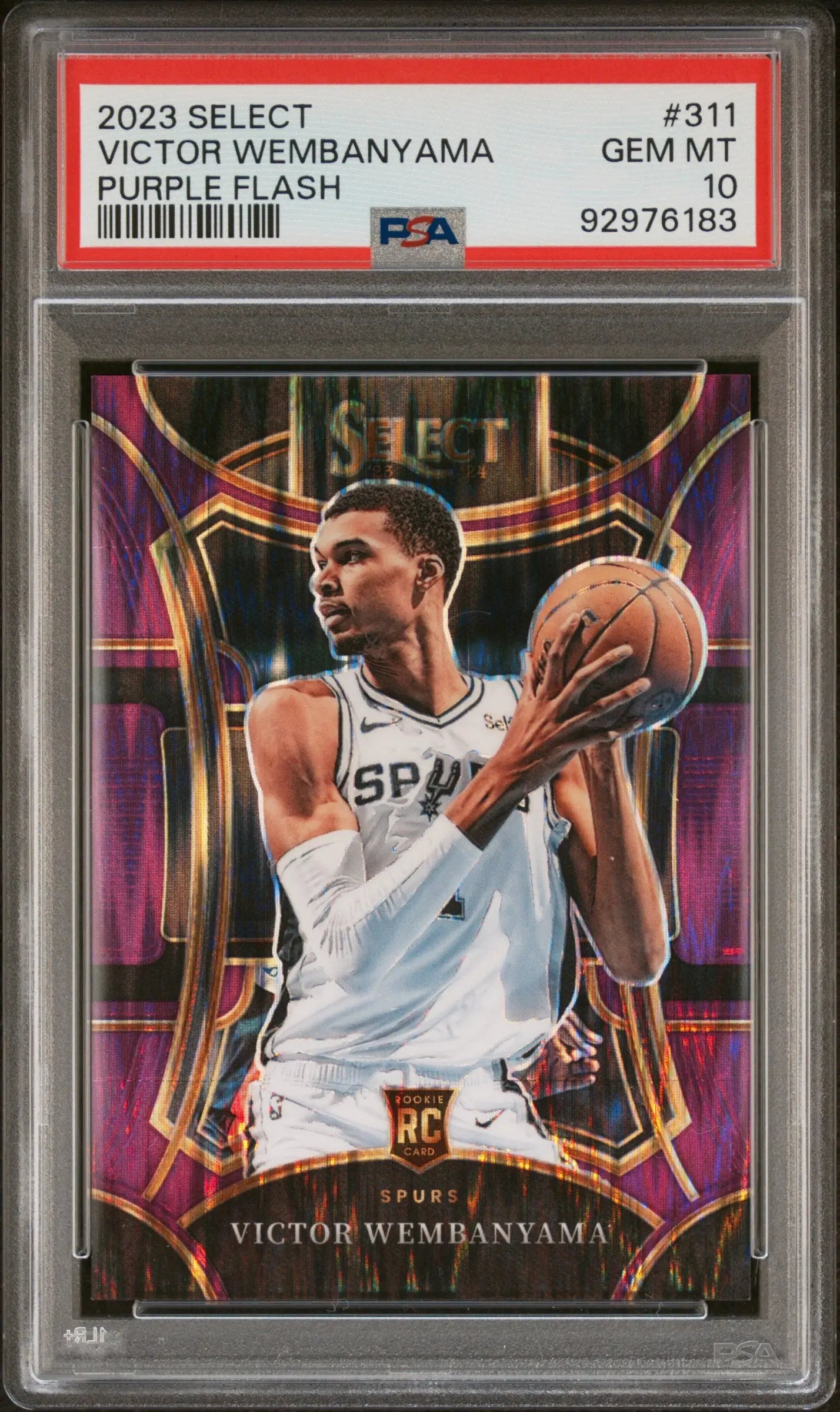 2023 Panini Select Rookie Victor Wembanyama Purple Flash /175 RC PSA 10 