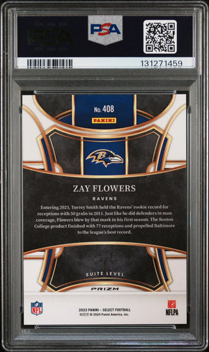 2023 Panini Select Rookie Zay Flowers Blue Disco Prizm RC /25 PSA 9 
