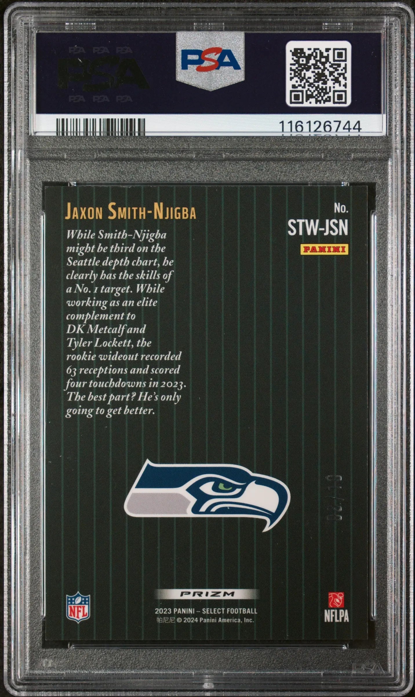2023 Panini Select ScoreSelect Throwback Jaxon Smith-Njigba RC Gold PR PSA 9 /10 