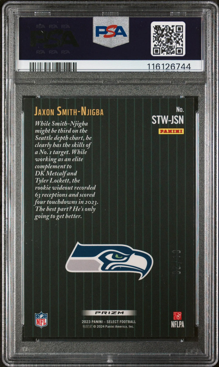 2023 Panini Select ScoreSelect Throwback Jaxon Smith-Njigba RC Gold PR PSA 9 /10 