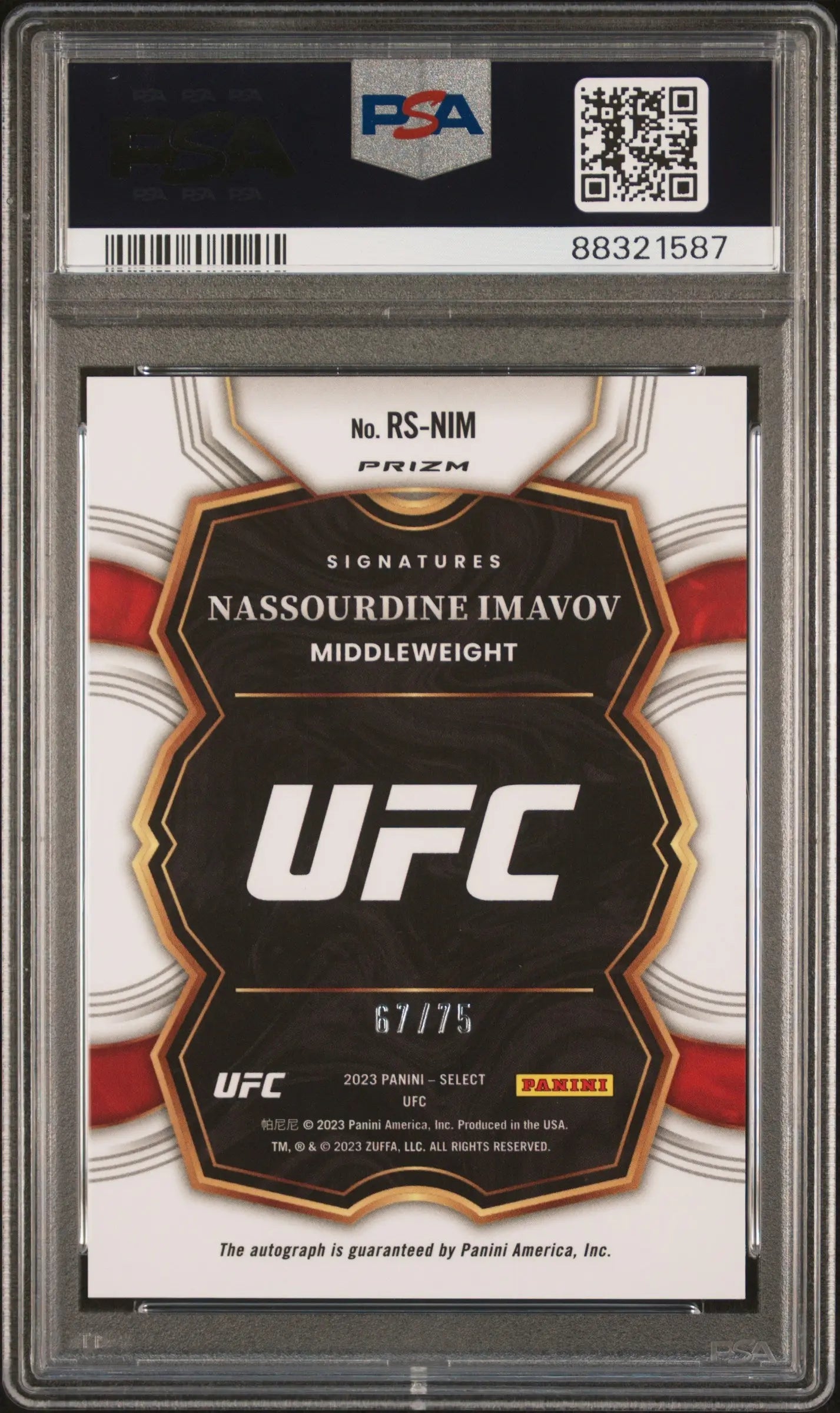 2023 Panini Select UFC Rookie Signatures Nassourdine Imavov #RSNIM Blue PSA 10 