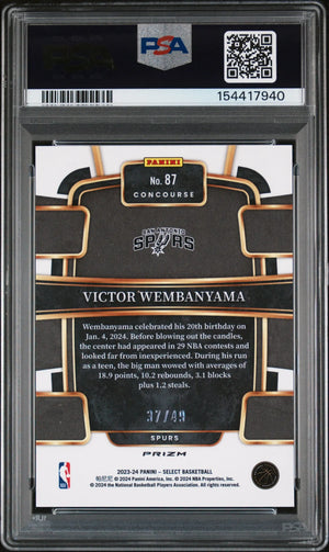2023 Panini Select Victor Wembanyama RC Rookie Bronze Checker PSA 8 /49 