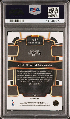 2023 Panini Select Victor Wembanyama RC Rookie  #87 Tectonic PSA 10 
