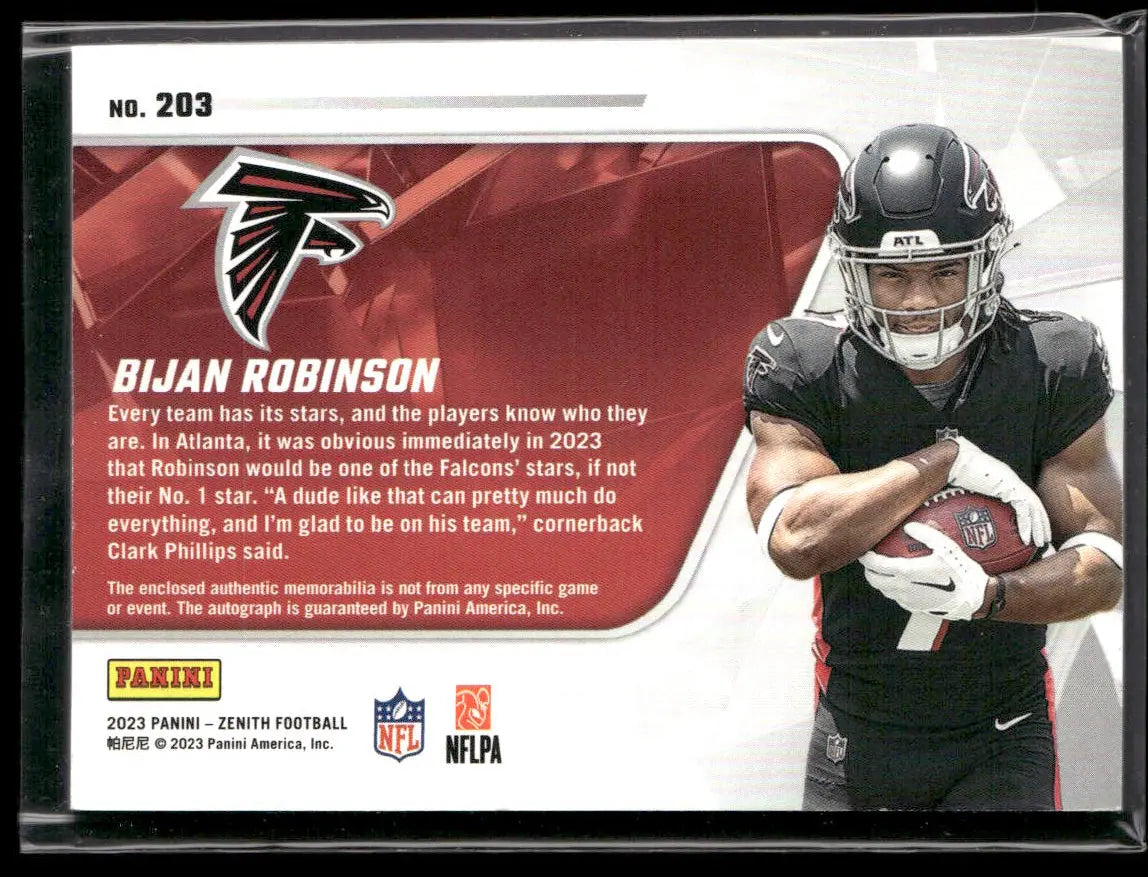 2023 Panini Zenith Rookie Patch Auto Bijan Robinson /299 